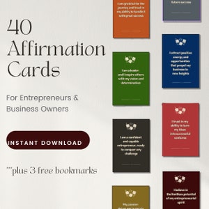 40 cartes d'affirmation pour les entrepreneurs (édition Dice) + 3 signets gratuits - téléchargement numérique