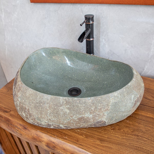 Lime Stone Sink, River Stone Vessel Sink, Large: 15*22 in, Farmhouse Personalized Bathroom Sink, Natural Stone Sink,