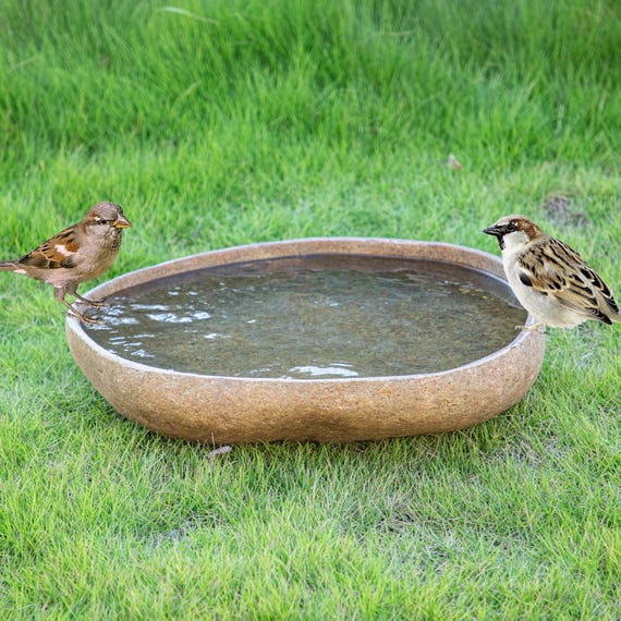 Extra Large Natural River Stone Birdbath, Garden Decor (22-24 inch Extra Large Natural River Stone Birdbath, Garden Decor (22-24 inch