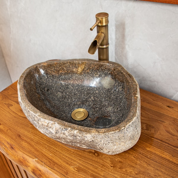 Boat vessel sinks, river stone sinks, stone sinks, Size: 14.7*18.5inches，bathroom sinks, natural stone sinks, granite sinks,