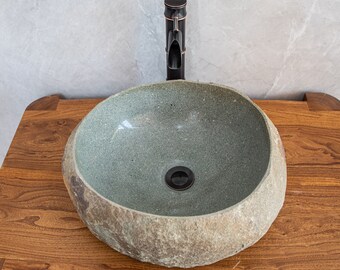 Limestone Sink, River Stone Sink, Small Size: 17*17 inches, Farmhouse Personalized Bathroom Sink, Natural Stone Sink, One-of-a-kind Style