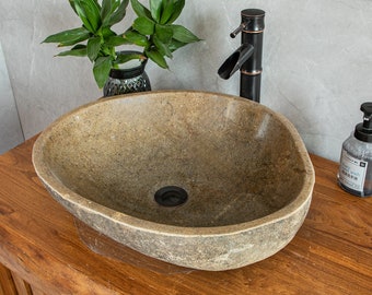 Stone Sinks,  River Stone Vessel Sinks, 18-20in Large Model， Bathroom Sinks, Natural Sinks, Granite Sinks, Vanity Washbasins.