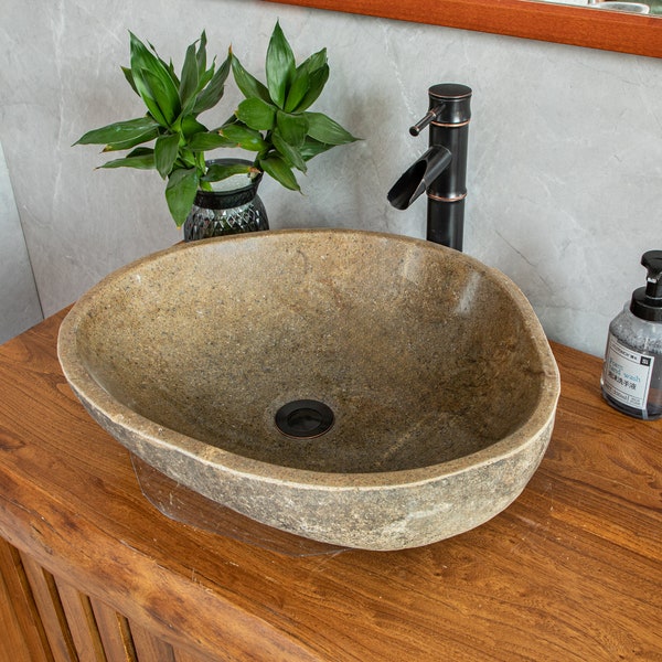 Stone Sinks,  River Stone Vessel Sinks, 18-20in Large Model， Bathroom Sinks, Natural Sinks, Granite Sinks, Vanity Washbasins.
