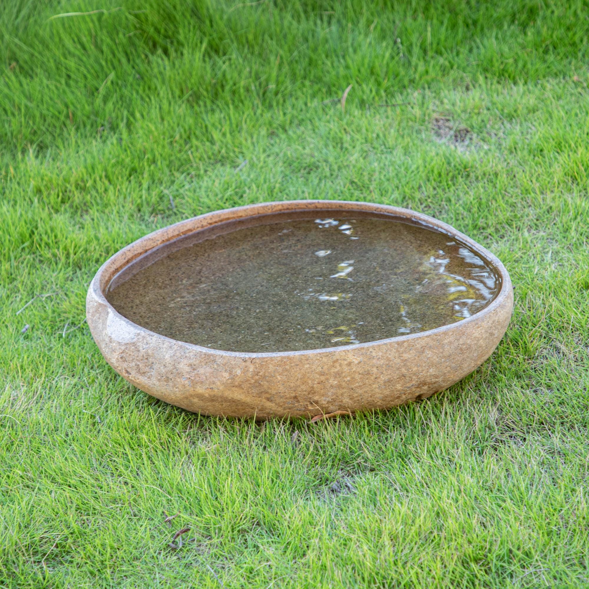 Extra Large Natural River Stone Birdbath, Garden Decor (22-24 inch