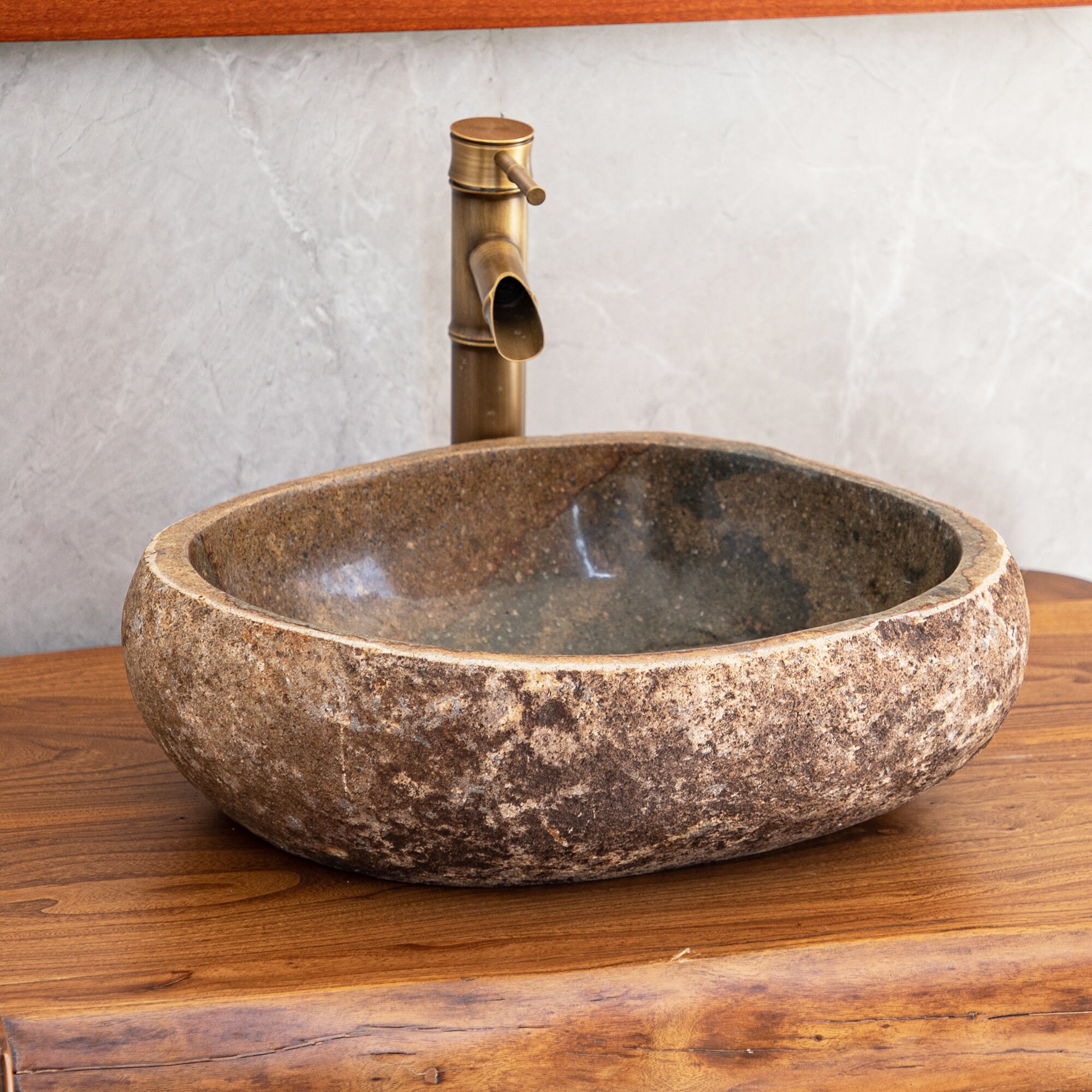 River Stone Vessel Sinks, 15-18 inMedium-Sized，Stone Sinks, Stone Sinks, Bathroom Sinks, Natural Sinks, Granite Sinks, Vanity Washbasins.