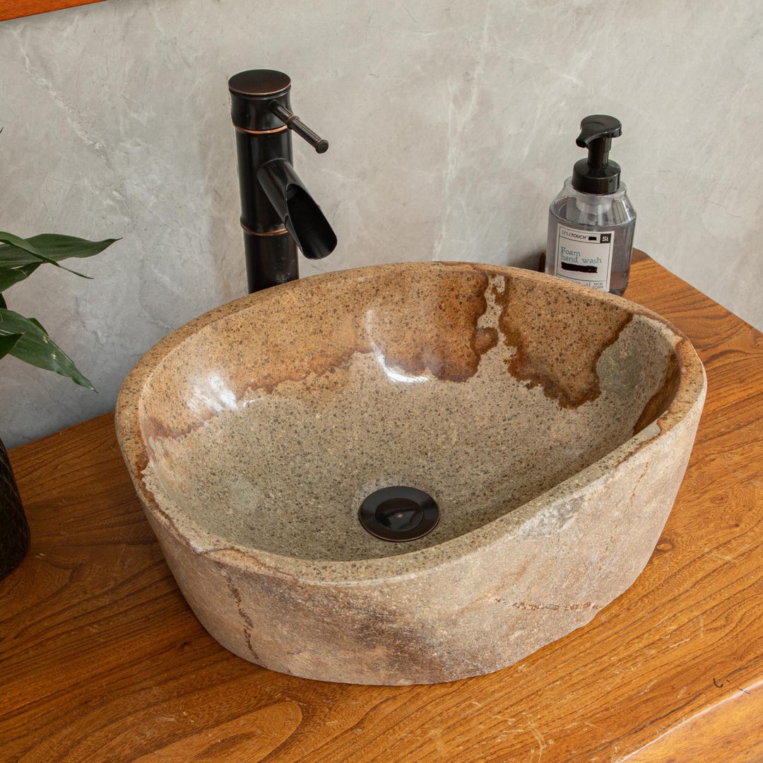Natural River Stone Sink, Small Model: 13-15 Inches, Stone Sink ...