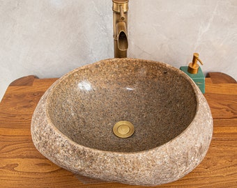 River Stone Vessel Sinks,  Pointy Model，18-20in medium-sized，Stone Sinks, Bathroom Sinks, Natural Sinks, Granite Sinks, Vanity Washbasins.