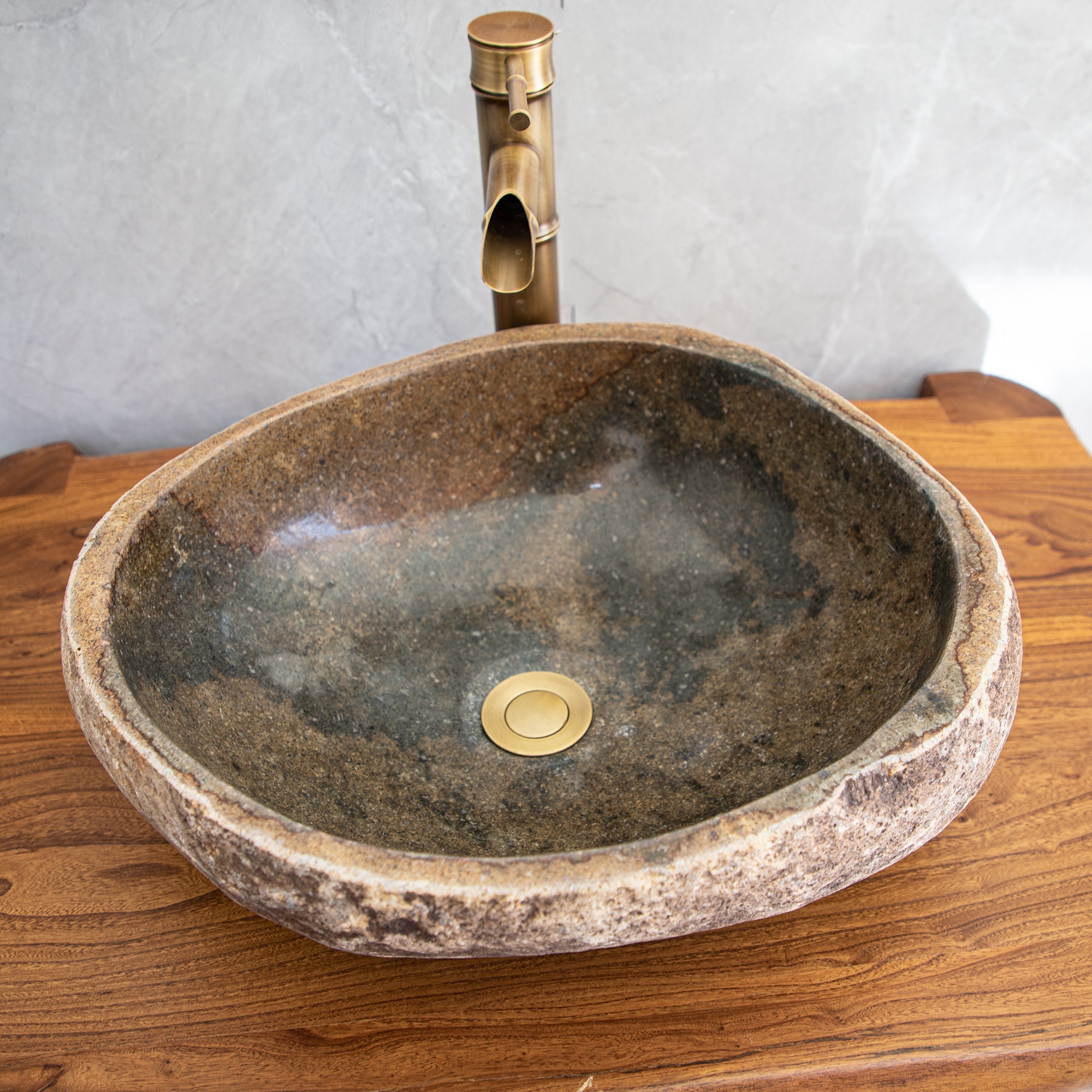 River Stone Vessel Sinks, 15-18 inMedium-Sized，Stone Sinks, Stone Sinks, Bathroom Sinks, Natural Sinks, Granite Sinks, Vanity Washbasins.