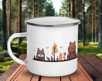 Camping Enamel Mug - #001 Woodland Critters | Enamel Mugs, Adventure, Gift for nature lovers!