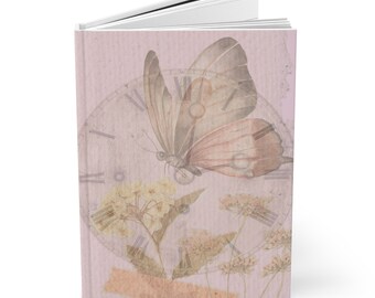 Time Laced with Butterflies Mixed Media Hardcover Journal Matte