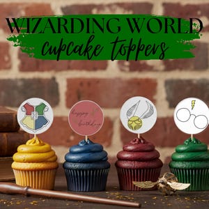 HP Wizarding World Cupcake Toppers- Crest, Snitch, & More - 8 Unique Designs! Celebrate Any Muggle or Wizard!  *Instant Download Printable*