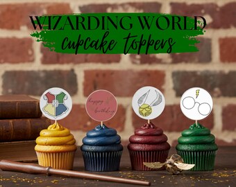 HP Wizarding World Cupcake Toppers- Crest, Snitch, & More - 8 Unique Designs! Celebrate Any Muggle or Wizard!  *Instant Download Printable*