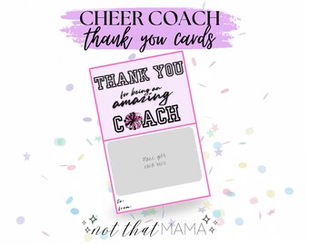 Cheerleading Coach Appreciation / Thank You Card - Gift Card Holder (Digital Download 5x7in PDF/JPG)