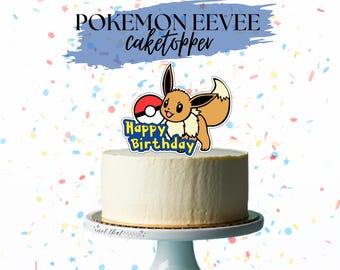 Kid's Eevee Pokemon Birthday Cake Topper (Cricut Cut File or Printable PDF) *INSTANT DOWNLOAD*