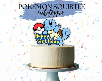 Kid's Squirtle Pokemon Birthday Cake Topper  (Cricut Cut File or Printable PDF) *INSTANT DOWNLOAD*