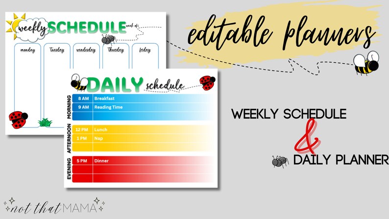 Printable Editable Summer Planner Bundle Bugs (instant Download) - Etsy