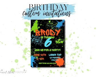 Neon Glow/Laser Tag/Paintball Party Birthday Invitation, Kid's Birthday for Any Age - Digital Template - Instant Download!