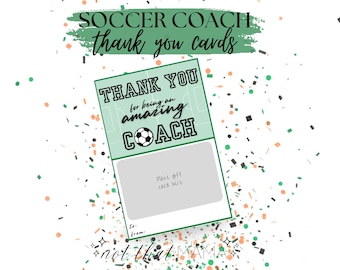 Soccer Coach Appreciation / Thank You Card - Gift Card Holder (Digital Download 5x7in PDF/JPG)