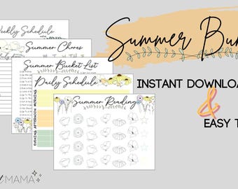 Printable Editable Summer Household Planner Bundle Wildflowers (Instant Download)