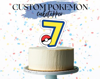 Pokemon Birthday Celebration Caketopper with Pokeball (Cricut File, Printable .pdf & .png Ages 1-12, AND Canva Template) *INSTANT DOWNLOAD*