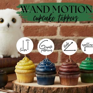 Wizarding World Spell Cupcake Toppers: HP Wand Motions to Celebrate any Muggle or Wizard *Instant Download Printable*