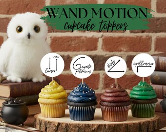 Wizarding World Spell Cupcake Toppers: HP Wand Motions to Celebrate any Muggle or Wizard *Instant Download Printable*