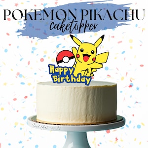 Adorno para tarta de cumpleaños de Pikachu (Pokémon) (Archivo de corte para Cricut o PDF imprimible) *DESCARGA INMEDIATA*