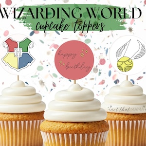 Wizarding World Cupcake Toppers: Crest, Snitch, and More - 8 Unique Designs! Celebrate Any Muggle or Wizard!  *INSTANT DOWNLOAD PRINTABLE*