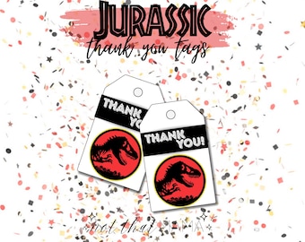 Jurassic Park Thank You Tags | Dinosaur Birthday Party Favor (PDF Printable)