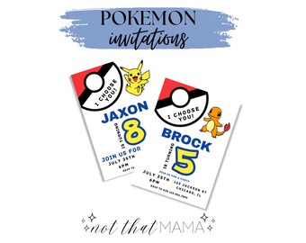 Pokemon Birthday Invitation - Customize for Your Birthday Party!  Pikachu, Charmander & more (Editable Canva Template - Digital Download)
