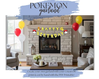 Pokémon Happy Birthday Banner - Choose Your Characters! (Printable & Cricut Ready PNG Files) *INSTANT DOWNLOAD*