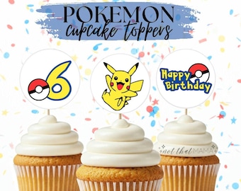 Pokemon Character Cupcake Topper for Kids Birthday Party *INSTANT DOWNLOAD PRINTABLE* - Choose Your Character & Age!