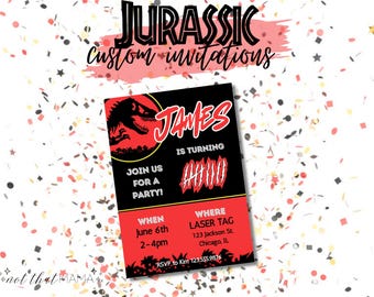 Jurassic Park Birthday Party Invitation- Editable Canva Template - Digital Download Printable
