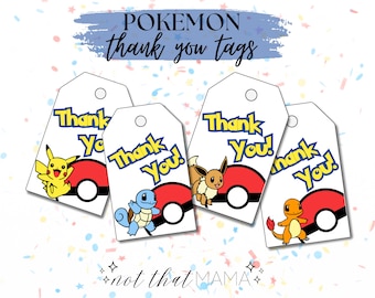 Pokémon Thank You Tags | Birthday Party Favor (Digital Download)