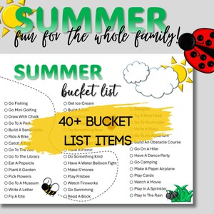 Printable Summer Bucket List - Bugs (Instant Download)