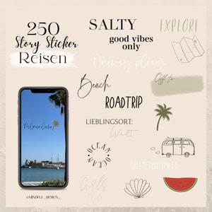 250 Story Sticker | Reisen Travel Urlaub | Instagram digitaler Planner | digital | PNG | Download