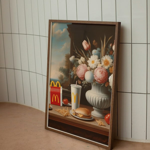 McRenaissance Painting Digital Print, McDonalds Poster, Renaissance Painting, Altered Art Print, Whimsical Art Print, Aesthetic Art