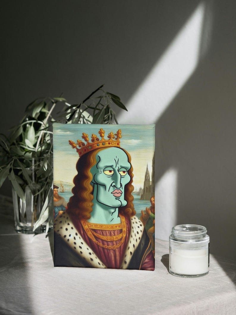 Handsome King Squidward Digital Art Print, Squidward Renaissance ...