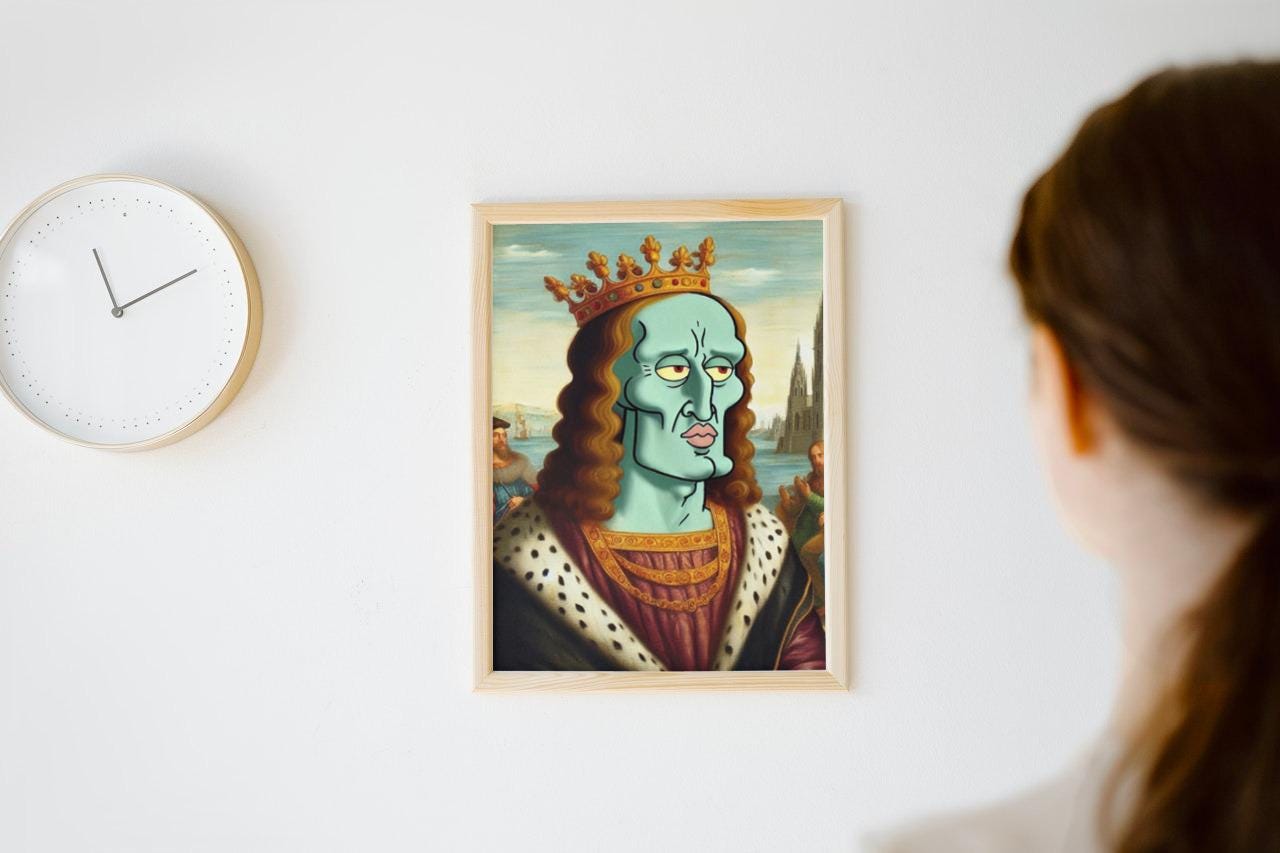Handsome King Squidward Digital Art Print, Squidward Renaissance ...