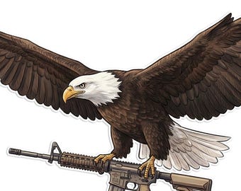 Bald Eagle carrying AR15 Rifle