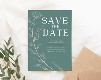 Sage Green Save The Date Cards Template | Simple Save The Date | Boho Save The Dave | Editable Save Our Date | Printable Save The Date