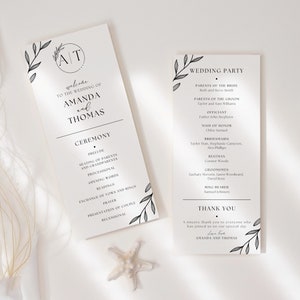 Monogram Wedding Program Template | Printable Order Of Service | Wedding Ceremony | Catholic Ceremony | Event Program | Instant Download