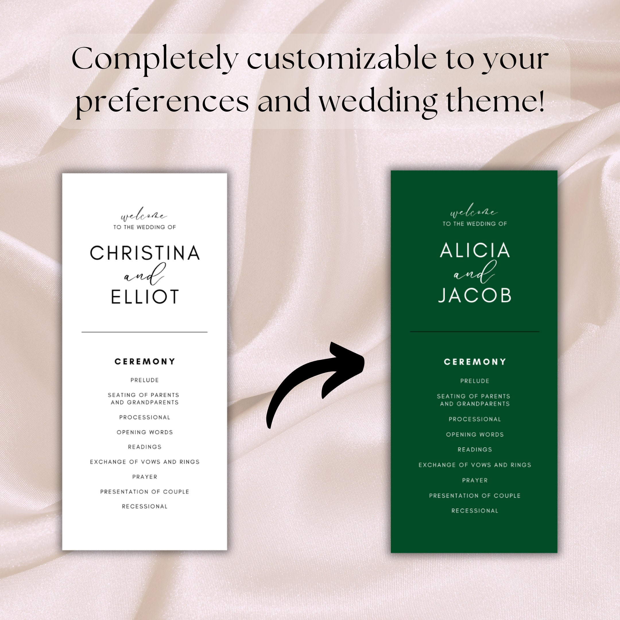 Wedding Program Template Elegant Wedding Ceremony Program Boho Wedding ...