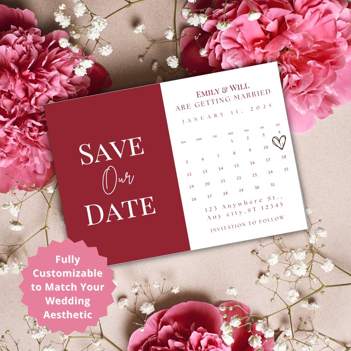 Calendar Save the Date Template Elegant Wedding Save the Date Calendar ...