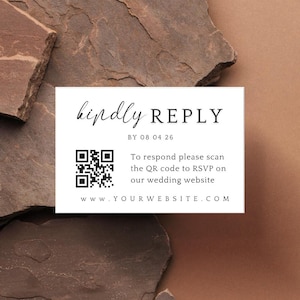 QR Code RSVP Card Template, QR Code Response Card, Modern Wedding Reply Card, Minimalist qr Code Response Card,Minimalist Wedding Reply Card
