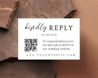 QR Code RSVP Card Template, QR Code Response Card, Modern Wedding Reply Card, Minimalist qr Code Response Card,Minimalist Wedding Reply Card