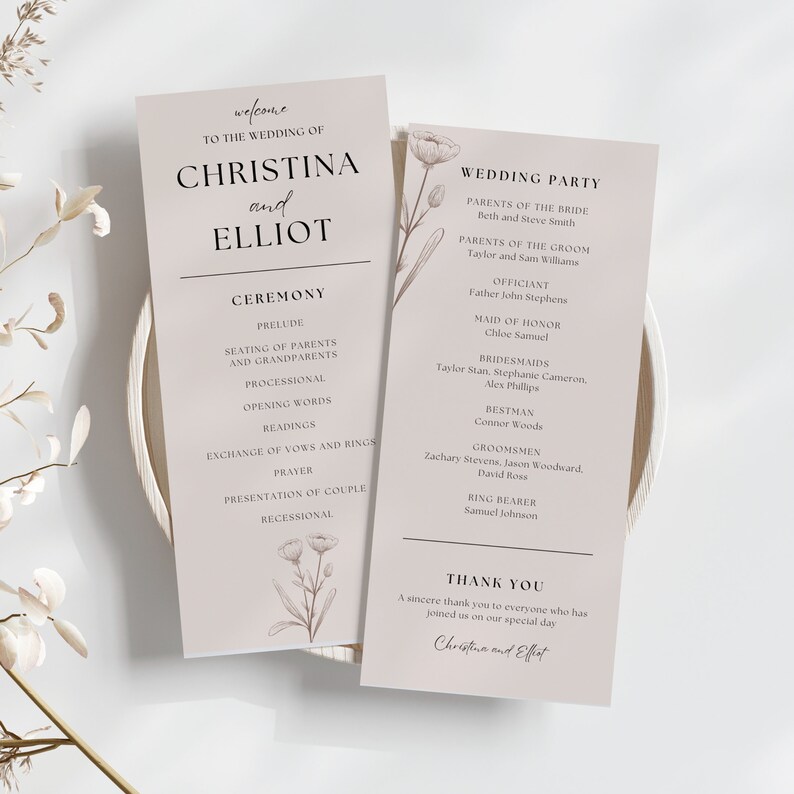 Boho Wedding Program Template | Wedding Ceremony Program | Printable ...