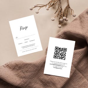 QR Code RSVP Card Template, Wedding Response, Reply Cards, QR Code Response Card, Modern Wedding Reply Card, qr Code Response Card, rsvp