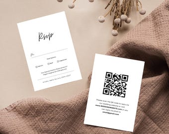 QR Code RSVP Card Template, Wedding Response, Reply Cards, QR Code Response Card, Modern Wedding Reply Card, qr Code Response Card, rsvp