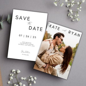 Photo Save The Date Template | Modern Save The Date | Minimalist Save The Date Template | Boho Save The Date Cards | Editable Template